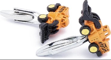 Manchetknopen - Shovel Graafmachine Bulldozer Oranje