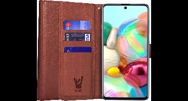 Hoesje geschikt voor Samsung Galaxy A71 - Book Case Kunstleer Pasjeshouder Bruin