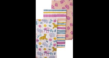 Briljant Baby Hydrofiel Luier - Hydrofiele Doeken - Jungle Dusk - 70x70 cm - 3 Stuks - Pink
