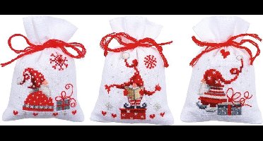 Vervaco - Kruidenzakje kit - Kerst - Kerstkabouters met cadeaus set v3 - PN-0165994 - Borduren - Borduurpakket - Borduurpakket volwassenen - Borduurpakket kind