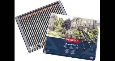 Derwent Graphitint Potloden in Blik - 24 Grafietpotloden - Multikleuren