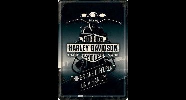 Harley-Davidson Things are different ​on a Harley Metalen Postcard 10 x 14 cm.