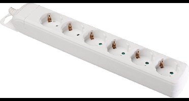 Nedis Stekkerdoos - Randaarde stekker / Type F (CEE 7/7) - 6-wegs - 3680 W - 16 A - Soort aarding: Zijcontacten - 230 V AC 50/60 Hz - Hoek van stopcontact: 45 ° - Geen Kabel Inbegrepen - Wit