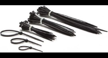 Perel Set nylon kabelbinders, Zwart, UV-bestendig, diverse maten, 75 stuks