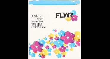 FLWR - Printetiket / 40913 / Zwart op Wit - Geschikt voor Dymo