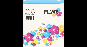 FLWR - Printetiketten / TZe-131 / Zwart op Transparant - Geschikt voor Brother