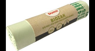 Biozakken 60 liter groen 60x80 cm composteerbaar - Rol 8 stuks