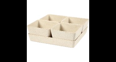 Creativ Company Bamboe Kruidenpotten Set van 4 met onderschaal