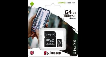 Kingston Canvas Select Plus microSD Card 10 UHS-I - 64GB - inclusief SD adapter