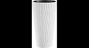 Bloempot Buiten Hoog Rond Sandy Slim 35cm WIT Prosperplast