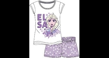 Disney Frozen 2 pyjama met korte mouw - wit - paars - maat 128 cm / 8 jaar
