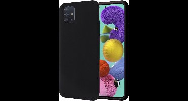 Hoesje geschikt voor Samsung Galaxy A51 - Matte Back Cover Microvezel Siliconen Case Hoes Zwart