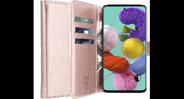 Hoesje geschikt voor Samsung Galaxy A51 - Book Case Kunstleer Pasjeshouder Rosegoud