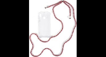 Shop4 - Samsung Galaxy A70 Hoesje - Zachte Back Case met Koord Multi Rood