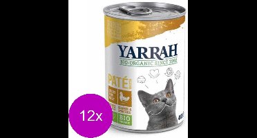 12x Yarrah Bio Kat Blik Paté - Kip - Kattenvoer - 400g