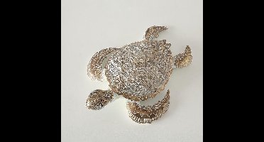 Schildpad- Polyserin- Goud - 42cm - Beeld - Decoratief - XL