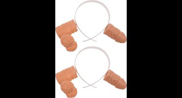 Out of the Blue Penis diadeem - 12x - piemel hoofdband - kunststof - naturel kleur - vrijgezellenfeest