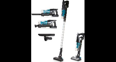 PRIMO PR501SV Steelstofzuiger Draadloos 3-in-1 - Stofzuiger Zonder Zak - Kruimelzuiger - HEPA Filter - Grijs/Blauw