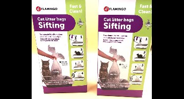2 x Flamingo 5+1 kattenbakzeefzakken max 60x 45 cm metelastiek voor perfecte pasvorm
