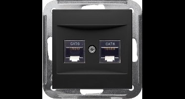 PEHA universele aansluiting 2x CAT6 - Badora matzwart (D 11.1858/8.193 UAE-C6)