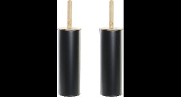 Set van 2x stuks toiletborstel zwart met houder van metaal 38 cm - Wc-borstels