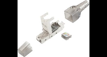 BKL Electronic RJ45-stekker, zonder gereedschap, STP, Cat 6A 10121201 Stekker, recht Aantal polen 8P8C Zilver 1 stuk(s)