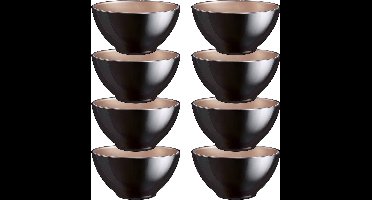 Luminarc Kommetjes/soepkommen/schaaltjes voor dessert/ontbijt - 8x - Glas - D13 x 6 cm - zwart