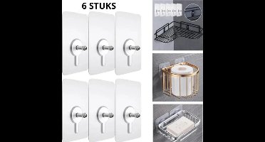 Zelfklevende Spijker - Klevende schroef - Ophangen zonder boren - Plakspijkers - Plakhaakjes - Zelfklevende haak - 6 stuks