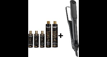 BraziliCious Honey Therapy Keratine 3 x 100ml & Max Pro Keratin Shine Stijltang - Keratine Behandeling - Hair Straightener - Alle Haartypes - Levenslange Garantie