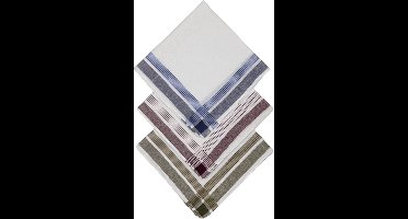 D&L Heren Zakdoeken - Wit donkere rand - 12 Stuks - Katoen