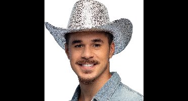 Boland - Hoed cowboy Rodeo party zilver Zilver - 59 - Volwassenen - Unisex - Festival - Cowboy