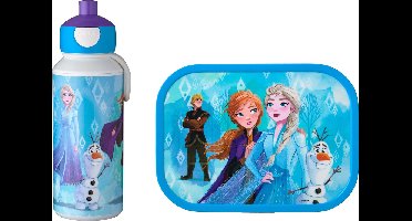 Mepal lunchset (pop-up fles & lunchbox) Campus - 400 + 750 ml - Broodtrommel en Drinkbeker voor kinderen - Bento box - Pop-up drinkfles - Frozen 2