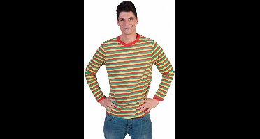 Gestreept Shirt rood/geel/groen - Polyester - Maat XL