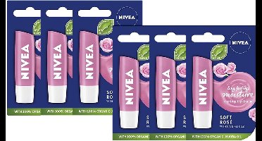 Nivea Lippenbalsem – Soft Rose - 6 x 5.5 ml Stick