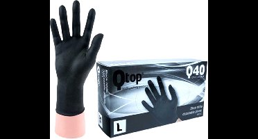 Qtop nitril wegwerp handschoenen latex-en poedervrij - zwart - maat L