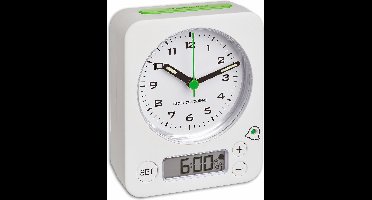 Analoge wekker: deze digitale wekker is voor iedereen die de voorkeur geeft aan een analoge weergave, maar de wektijd graag digitaal instellen Werkt op 3 x AA-batterijen van 1,5 V (niet inbegrepen) Snooze-functie: door de sluimerfunctie kun je het op