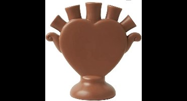 Modern bruin tulpenvaasje van mat gebakken klei 13 cm