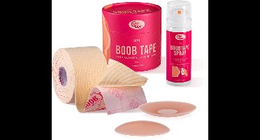 BoobTape No.1 - Complete Set: BEIGE Boob Tape + Boob Tape Remover + herbruikbare silicone Nipple Covers