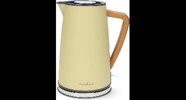 Nedis Waterkoker - 1.7 l - Roestvrij Staal / Soft-Touch - Geel - 360 graden draaibaar - Verborgen verwarmingselement - Strix-controller - Droogkookbeveiliging