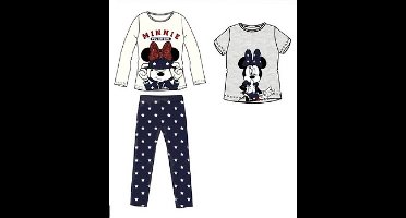 Disney Minnie Mouse Pyjama Set - 3-delige pyama - Broek + 2 Shirts - Glitterprint - Maat 122/128