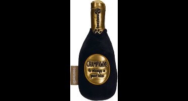 Beeztees Champagnefles - Hondenspeelgoed - Pluche - Zwart/Goud - 19 x 7 x 5 cm