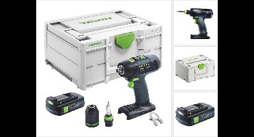Festool T 18+3 Basic accuschroefboormachine 18 V 50 Nm borstelloos + 1x accu 3.0 Ah + systainer - zonder oplader