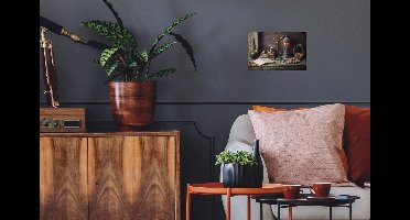 Muurstickers - Sticker Folie - Boek - Stilleven - Walnoot - Lantaarn - Vintage - 30x20 cm - Plakfolie - Muurstickers Kinderkamer - Zelfklevend Behang - Zelfklevend behangpapier - Stickerfolie