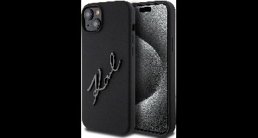 Karl Lagerfeld Backcase hoesje geschikt voor iPhone 15/14/13 - Effen Zwart - Kunstleer