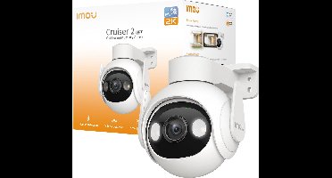 Imou Cruiser 2 - Beveiligingscamera - 2K Beeldkwaliteit - Panoramisch draaien en kantelen voor volledige dekking - WiFi 6 - Slimme Kleuren Nachtzicht - Spotlights - detectiebereik tot 22 meter voor personen en 44 meter voor auto's - IP66