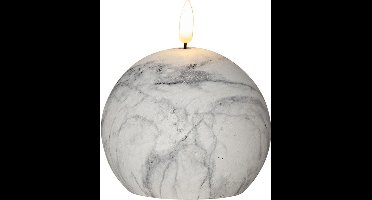 Star Trading Kaars Flame Marble, zuilkaars, bolvorm, marmer design, LED, timer, warm wit, 12 cm