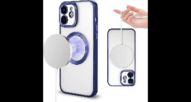 Hoesje Geschikt voor iPhone 12 Magsafe hoes backcover – Lens beschermer – Transparant / Blauw