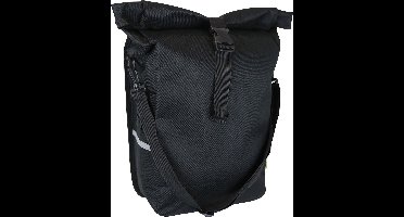 Dresco Enkele Fietstas Leisure – Inhoud 18 Liter - Waterafstotend nylon – Twee bevestigingshaken – Afsluitbare rolsluiting - Verstelbare schouderriem – Bevestigingsmogelijkheid draagbare lampjes - Reflecterende accenten - Afmeting 48x30x15cm