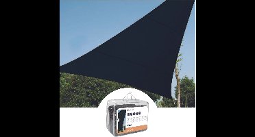 Perel Schaduwdoek, waterdoorlatend, luchtdoorlatend, 3.6 x 3.6 x 3.6 m, 180 g/m², HDPE, driehoek, donkergrijs