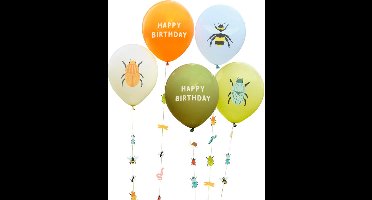 Ginger Ray - Ballonnen happy birthday insecten met slinger - 5 stuks